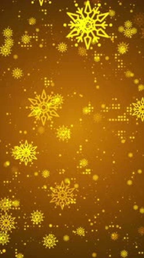 Christmas Winter Snowflake Golden Background with Sparkling Lights Loop