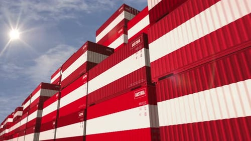 Austria export cargo containers in row looping