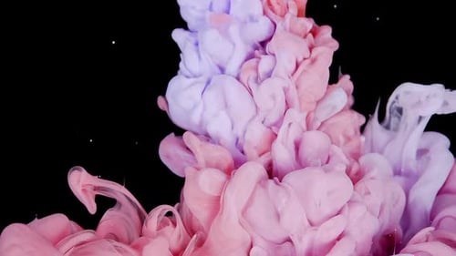 Colorful Ink Paint Top View Blending in the Water in Slow Motion Ink Liquid Art Swirling Underwater