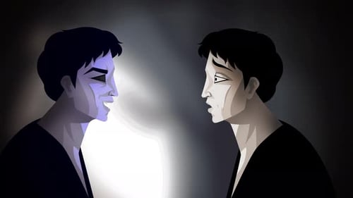 Psychological Conflict Between Two Stylized Figures Animation