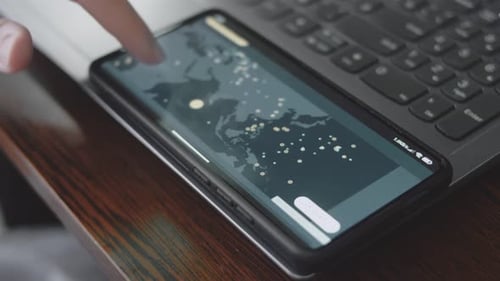 Scrolling Data on Smartphone Showing Active Botnets