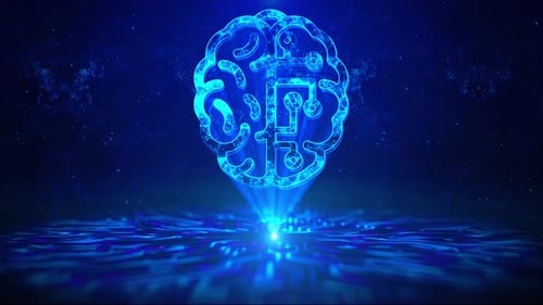 Brain Technology Text with HUD Rotation Digital Technology Interface Sci Fi Hologram Cyberspace