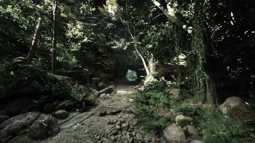 Dirt Path Among New Zealand Jungle Dark Forest