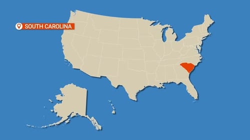 Animation cartographique de la Caroline du Sud, États-Unis d'Amérique. Carte des États-Unis