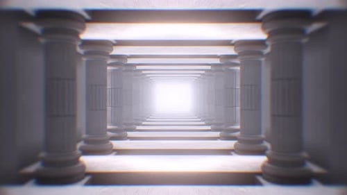 Infinite Column Tunnel Journey to Bright Light