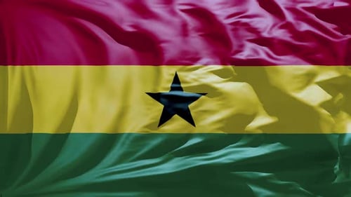 Ghana National Flag Realistic Waving Animation