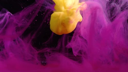 Yellow Ink Fills Ocean of Pink Paint.