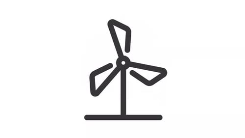 Minimalist Wind Turbine Icon Animation Loop