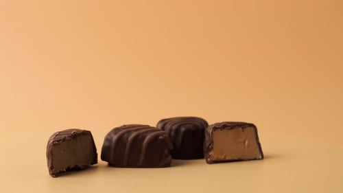Chocolate Candies with Creamy Filling Close Up