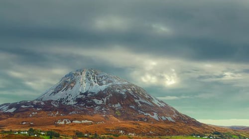 Mount Errigal in County Donegal, Ireland - 4k time-lapse video. It is the tallest peak of the Derryv
