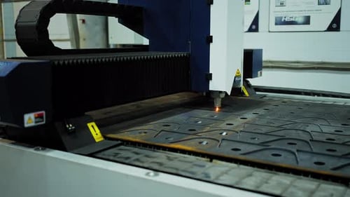 Sparks of Plasma Cutting Machine Thick Metal Cutting Metal Cut Process Carpentry Metalwork Industry