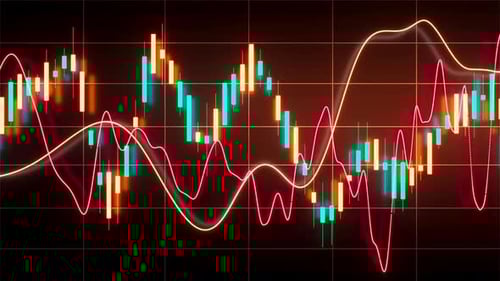 Animated Neon Stock Market Candlestick Chart