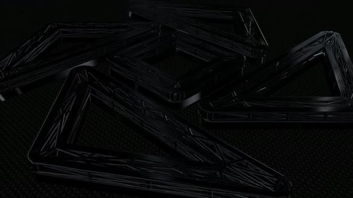 Background with Motion over Black Wireframes of Shapes, Reflection, 3D Render, Exclusive, Figures