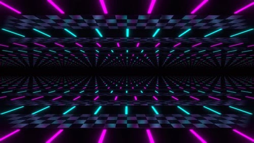 Corridor Of Cyan And Pink Neon Lines Background Vj Loop In 4K