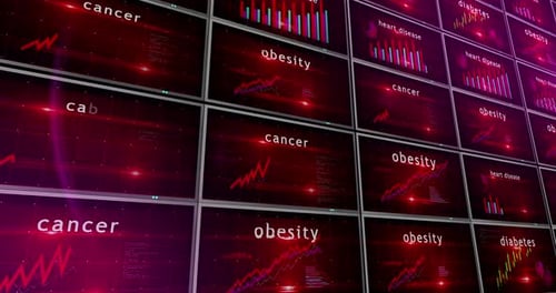 Futuristic Digital Medical Data Display Screen Grid