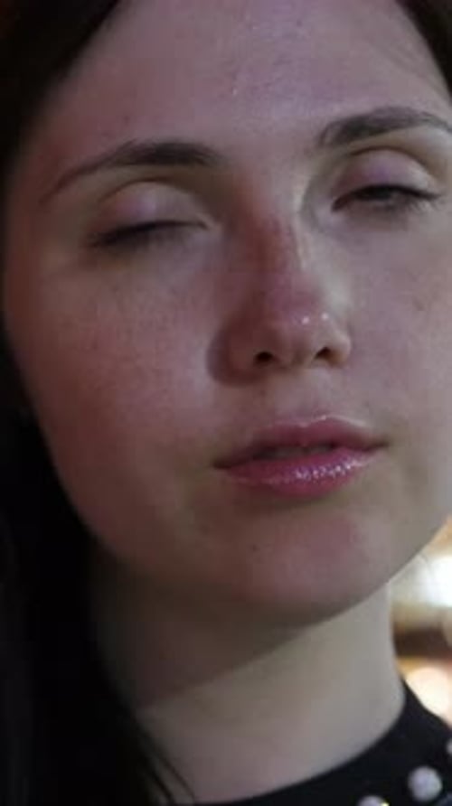 Close Up of Smiling Brunette Woman