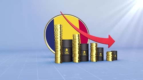 Chad Oil Revenue Decline With Red Arrow
