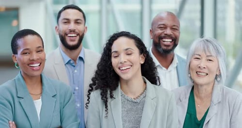 Business people, team and corporate portrait of happy employees together for collaboration