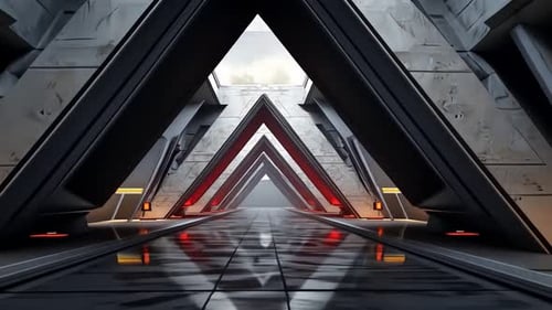 Futuristic corridor with triangular architecture (1)