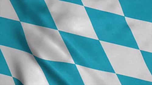 Waving Flag with Blue and White Geometric Diamond Pattern