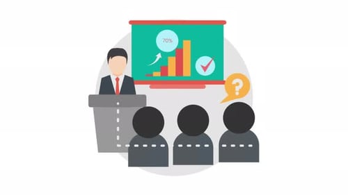 Business Presentation with Animated Charts and Speaker