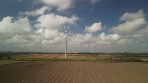 Wind Turbines. Wind Power Electric Plant. Renewable Energy