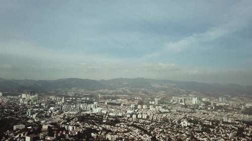 Aerial Panoramic Wide View of Populated Mexico City, Mexico