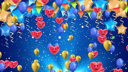 Happy Birthday Typography Design for Greeting Cards and Invitation with Balloon Confetti and Gift