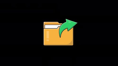 Animated Folder with Green Arrow Sign. File Sharing Concept Video - Transparent