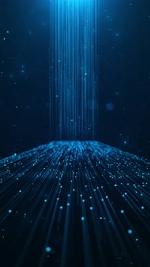 Futuristic digital data stream glowing lines of abstract binary code on a dark green background, cyb