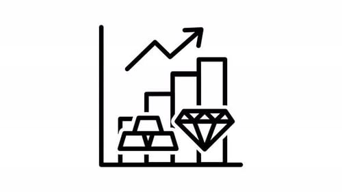 Animated Financial Growth Chart Icon with Precious Assets