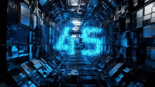 Countdown on a futuristic spaceship corridor. Countdown for your gaming stream. Countdown for video