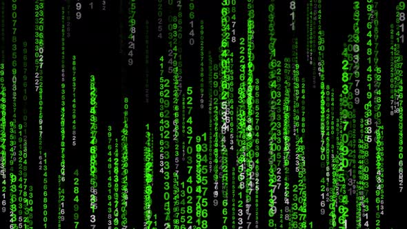 Raining Binary Code Green Numbers Falling Like Rain Form Digital Binary ...