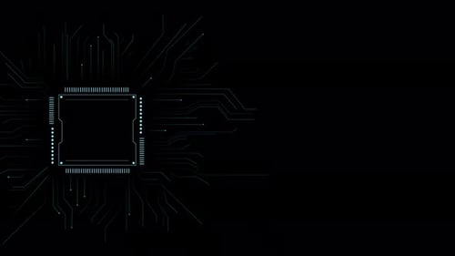 Mikrochip-Hintergrund mit KI-Technologie | Alpha-Video