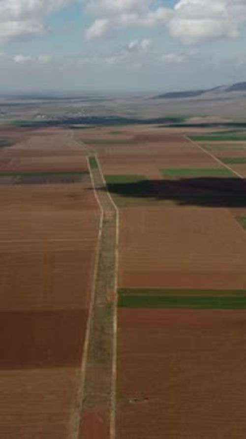Aerial View of Rural Farmland on a Sunny Day