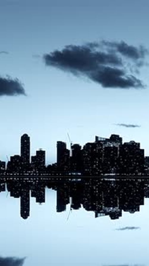 Cityscape Silhouette Reflection at Night