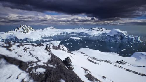 Flight Over Ice Mountain 4k