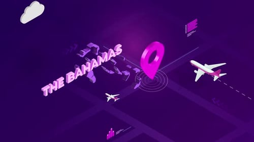 Isometric Travel Destination Map Pin Animation