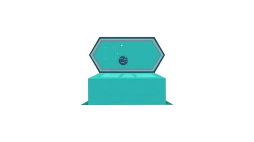 Animated Box Opening Revealing Space Technology Display