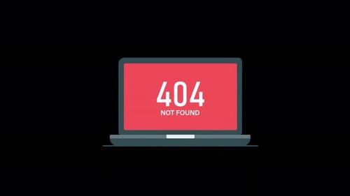 404 Error Page Not Found on Laptop Screen Concept Animation Video - Transparent