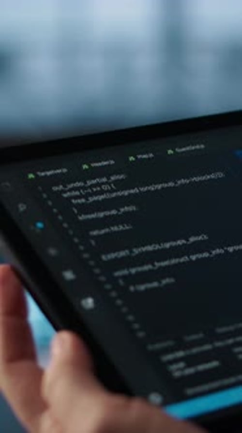 Vertical Video Server Hub Worker Optimizing Resource Utilization Using AI on Device Close Up