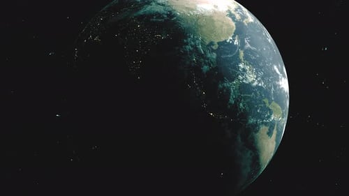 Rotating Earth from Space with Night City Lights Animation
