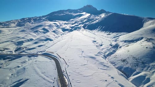 Snowy mountains roads pine forests and magnificent scenery