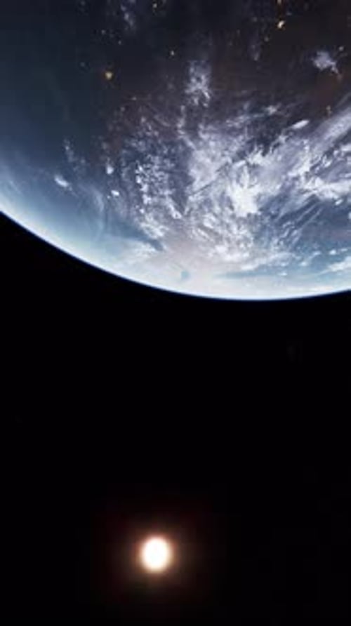 Stunning Orbiting Earth with Night City Lights and Clouds