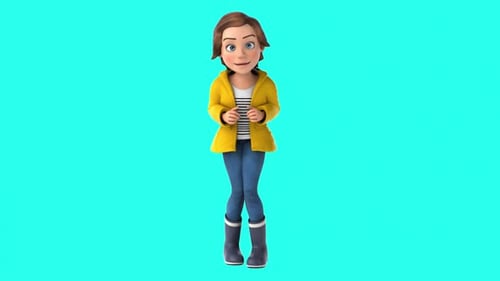 Fun 3D cartoon girl talking (with alpha channel)