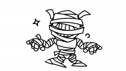 Halloween Sketch Mummy Character Wiggle Animation