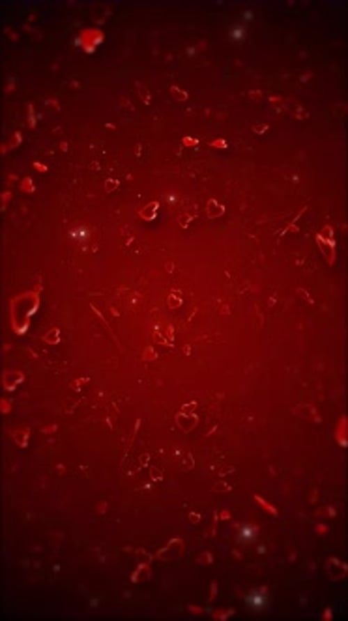 Romantic Red Hearts Particle Loop Vertical Video Background