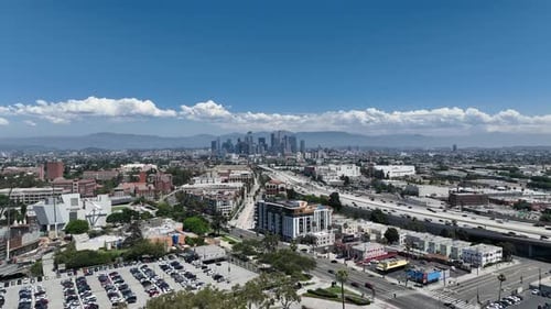 View of Downtown Los Angeles from Exposition Park
