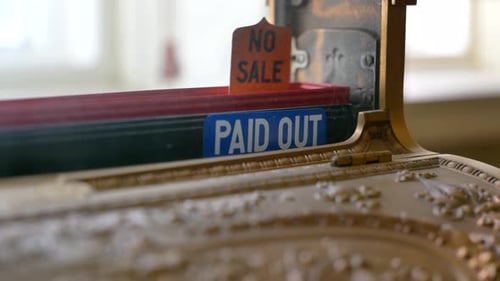 Close Up of Antique Cash Register Machine