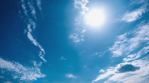 Blue Sky with Fluffy Clouds Drifting
